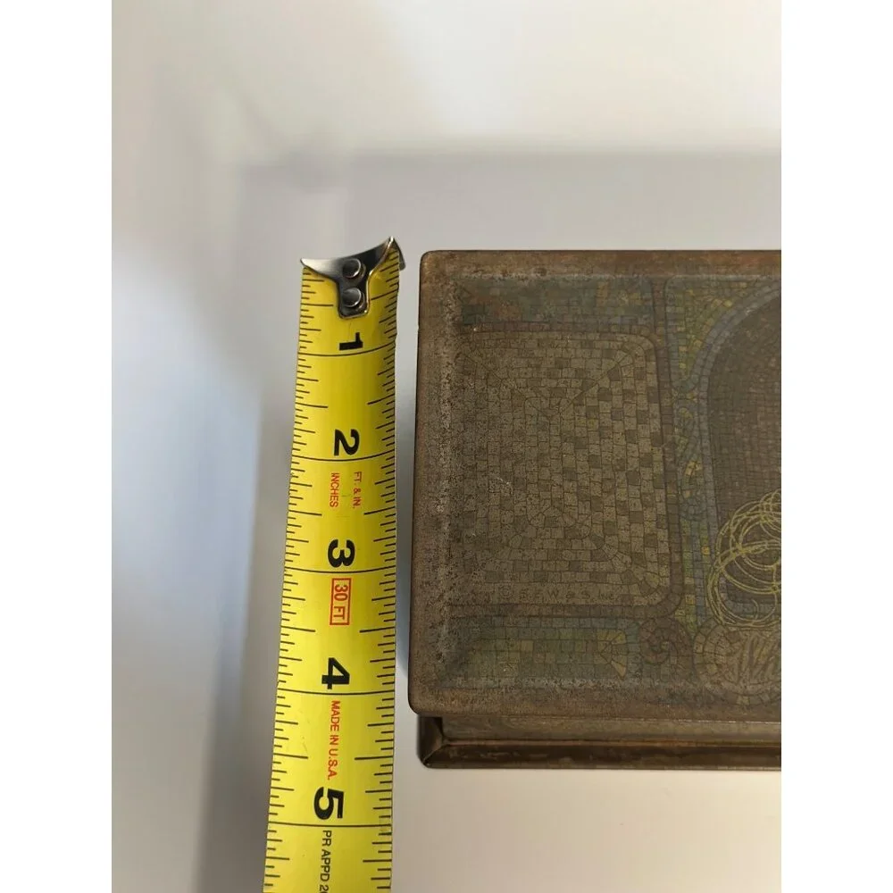 VTG Whitman's Salmagundi Candy Tin Mosaic Profile Antique Storage Box 4.5